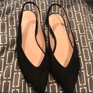J Crew Pointed Toe Sling Back Flats in Black